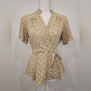 Floral Wrap Blouse - Cream